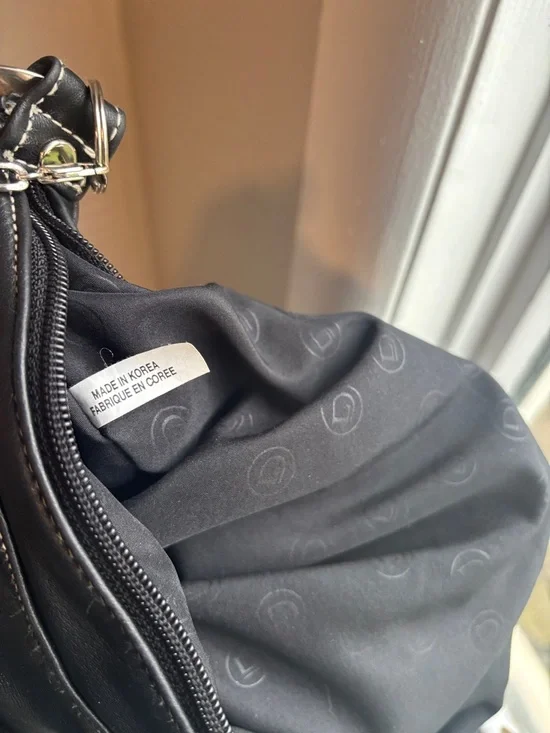 Vintage Danier Black Leather Bag + Zara Charm Chains Y2K Luxe - Picture 11 of 13